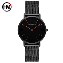 将图片加载到图库查看器，Japan Quartz Movement High Quality 36mm hannah Martin Women Stainless Steel Mesh Rose Gold Waterproof Ladies Watch Dropshipping