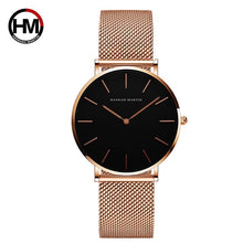 将图片加载到图库查看器，Japan Quartz Movement High Quality 36mm hannah Martin Women Stainless Steel Mesh Rose Gold Waterproof Ladies Watch Dropshipping