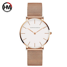 将图片加载到图库查看器，Japan Quartz Movement High Quality 36mm hannah Martin Women Stainless Steel Mesh Rose Gold Waterproof Ladies Watch Dropshipping